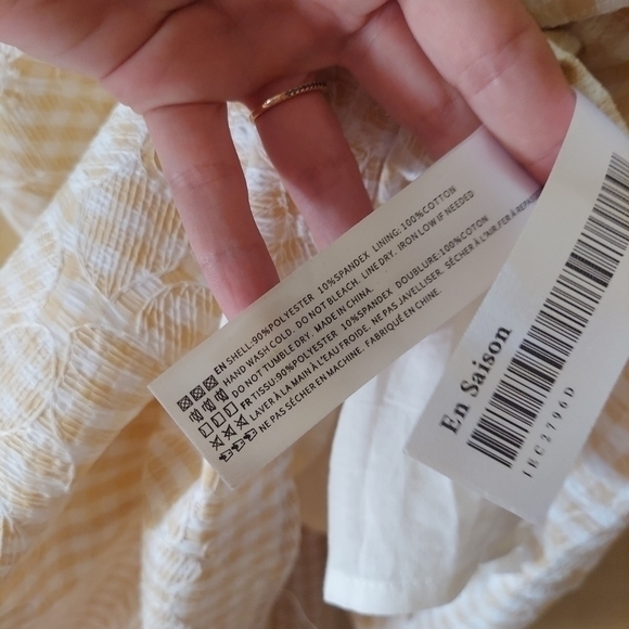 En Saison Kimmie Gingham Ruffled Maxi Summer Dress Embroidered Floral Sz Small - Picture 8 of 9